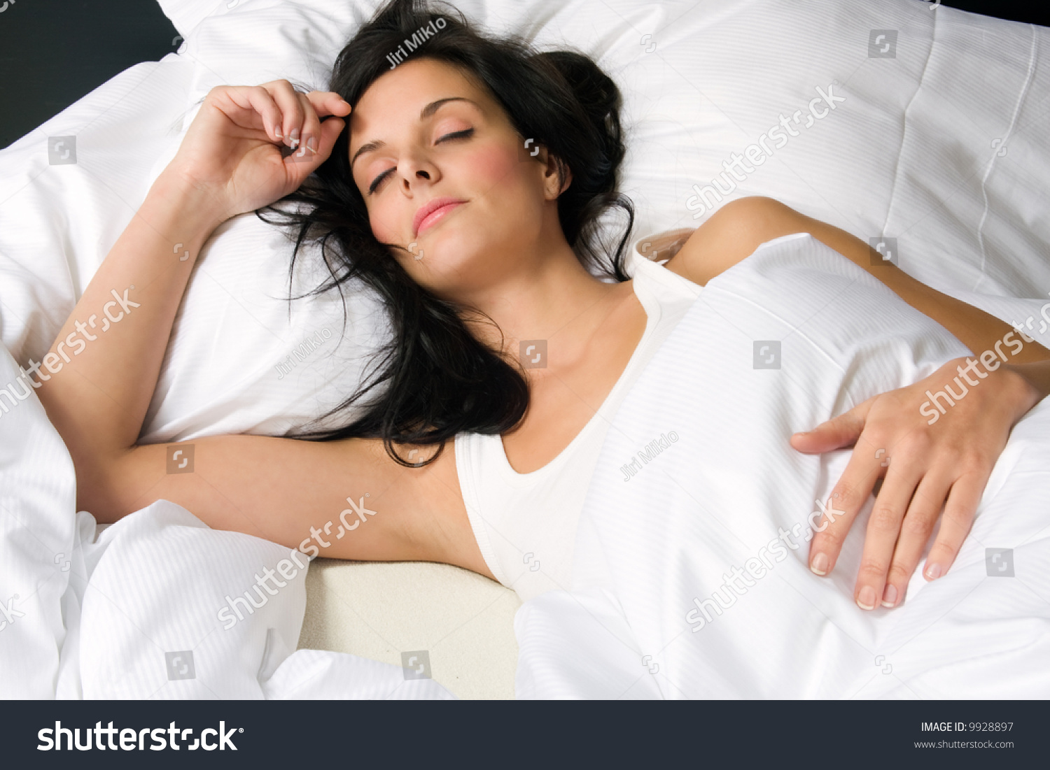 Beautiful Young Brunette Woman Sleeping Stock Photo 9928897 : Shutterstock