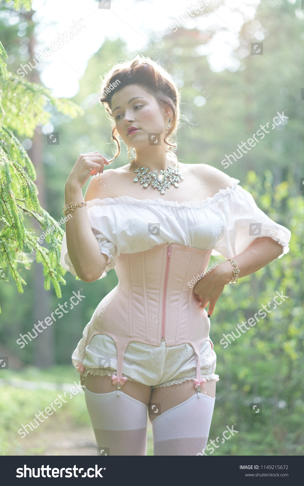Girl in corset chubby Fashionable Forties: