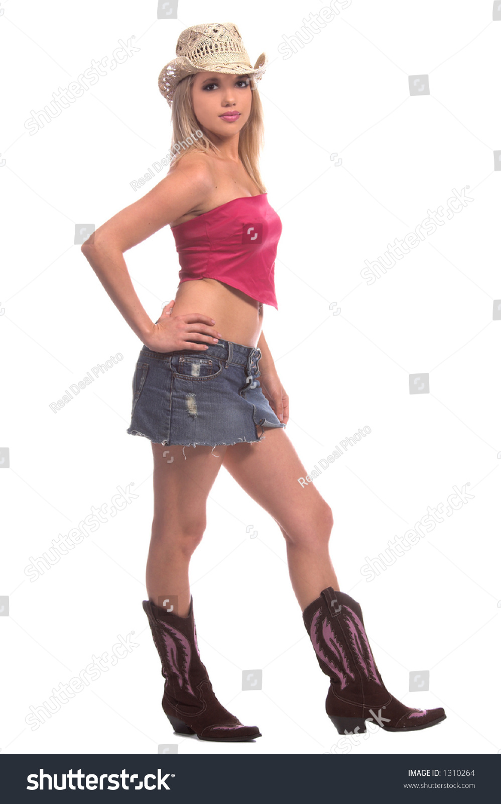 denim mini skirt and cowboy boots