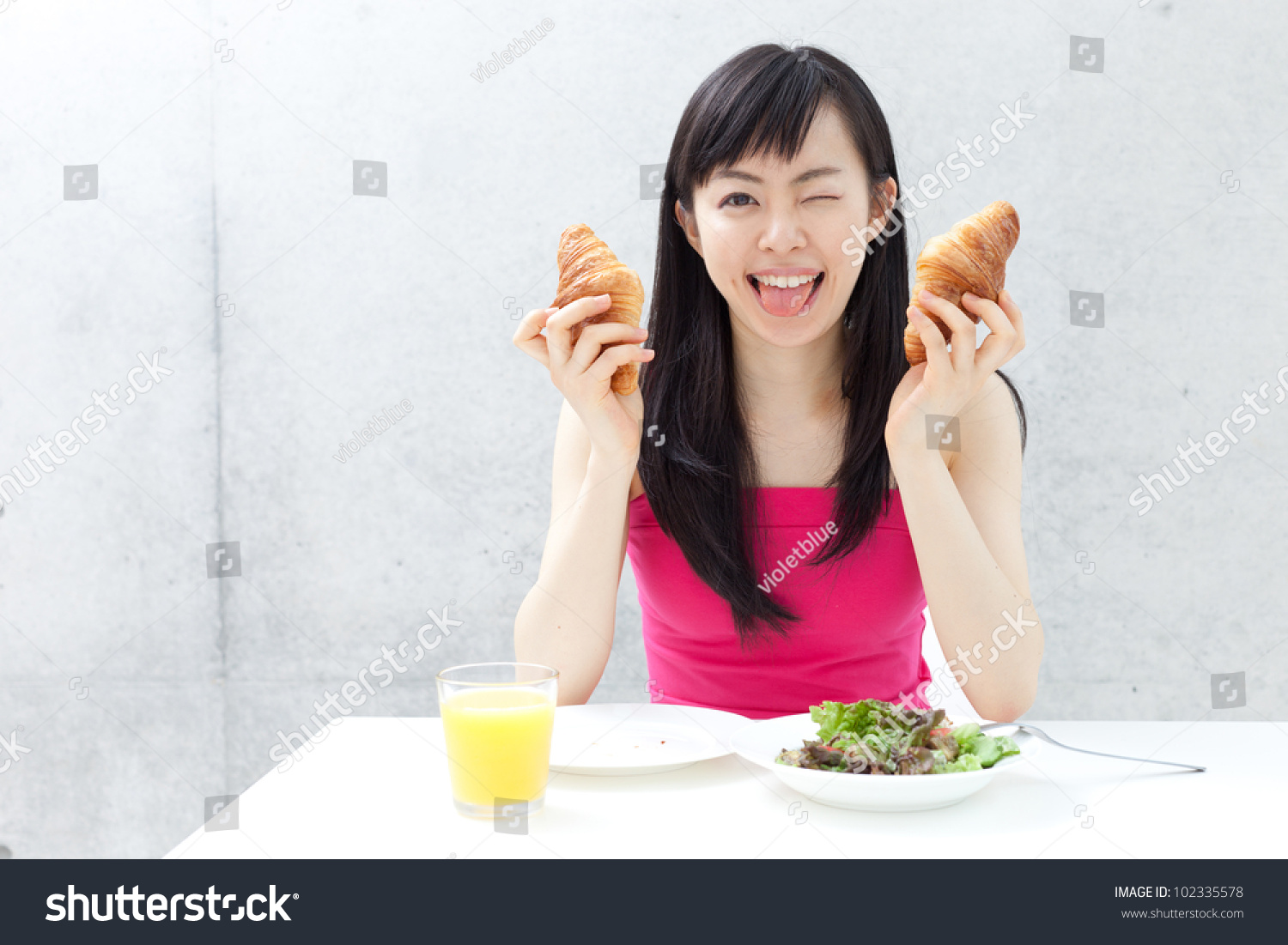 Beautiful Young Girl Eating Breakfast Stock Photo 102335578 : Shutterstock