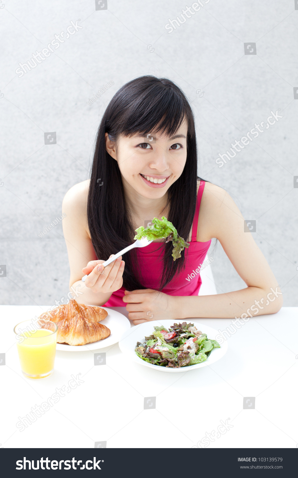 Beautiful Young Girl Eating Breakfast Stock Photo 103139579 : Shutterstock