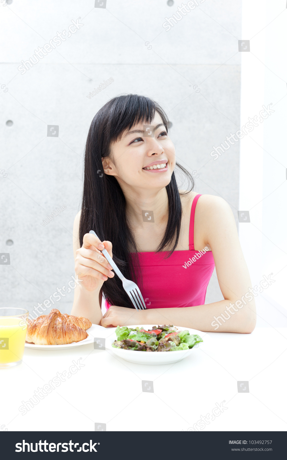 Beautiful Young Girl Eating Breakfast Stock Photo 103492757 : Shutterstock