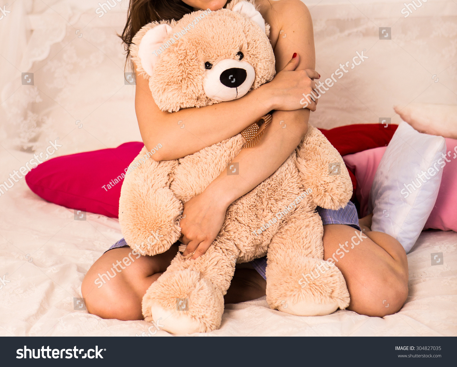 big teddy with girl
