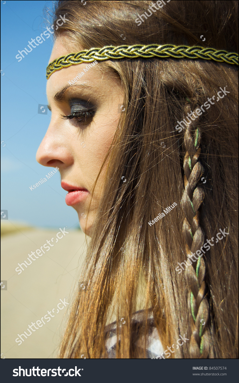 Beautiful young hippie woman nice makeup stock photo 84507574 ...