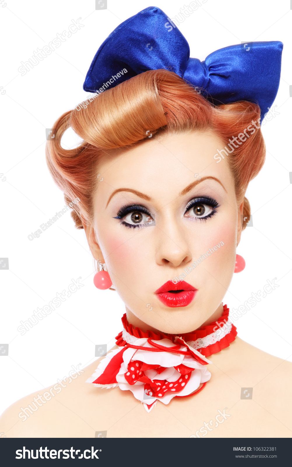 Beautiful Young Sexy Pinup Girl Surprised Foto Stock 106322381 Shutterstock 