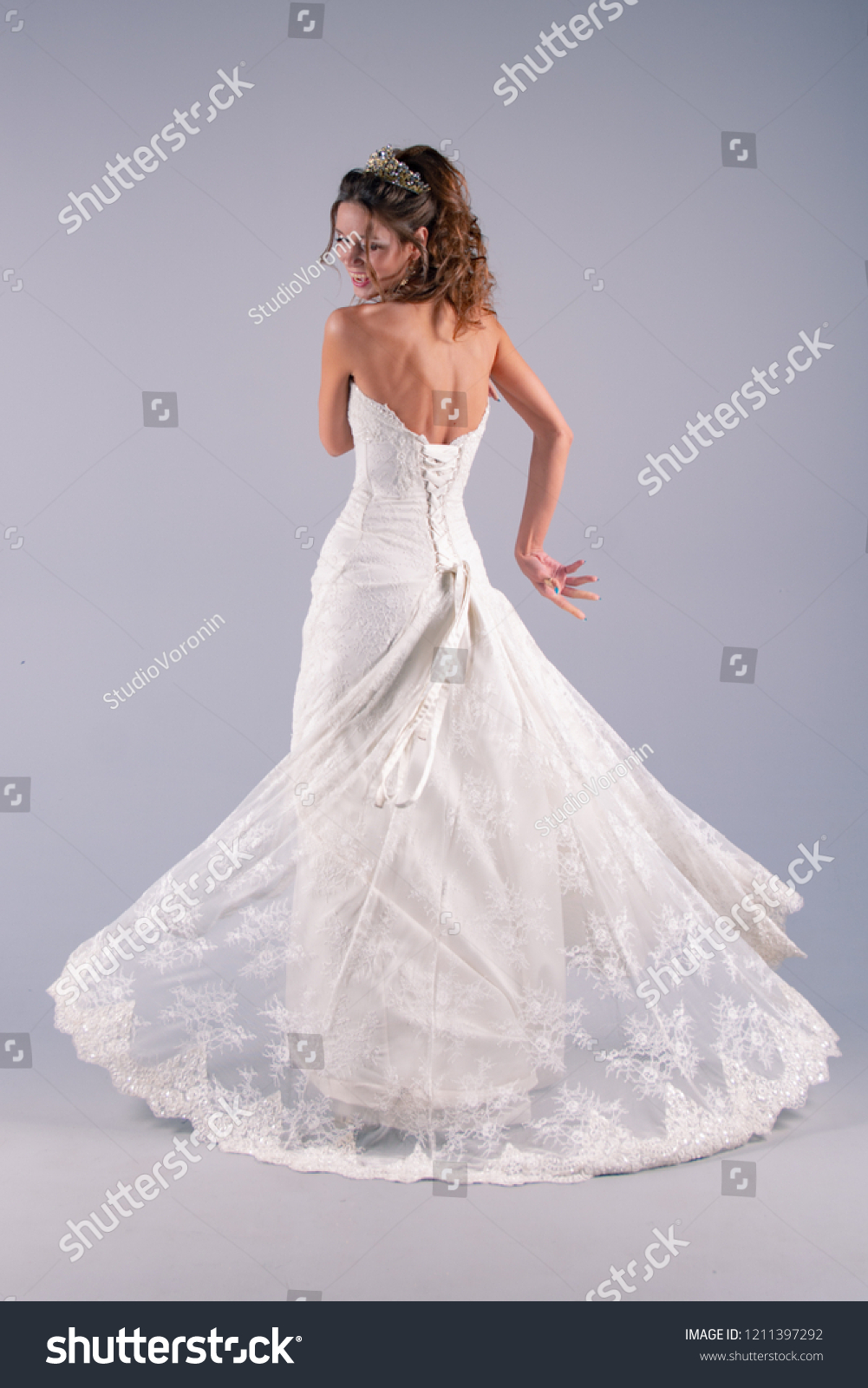 Beautiful Young Tall Girl Wedding Dress Stock Photo Edit Now