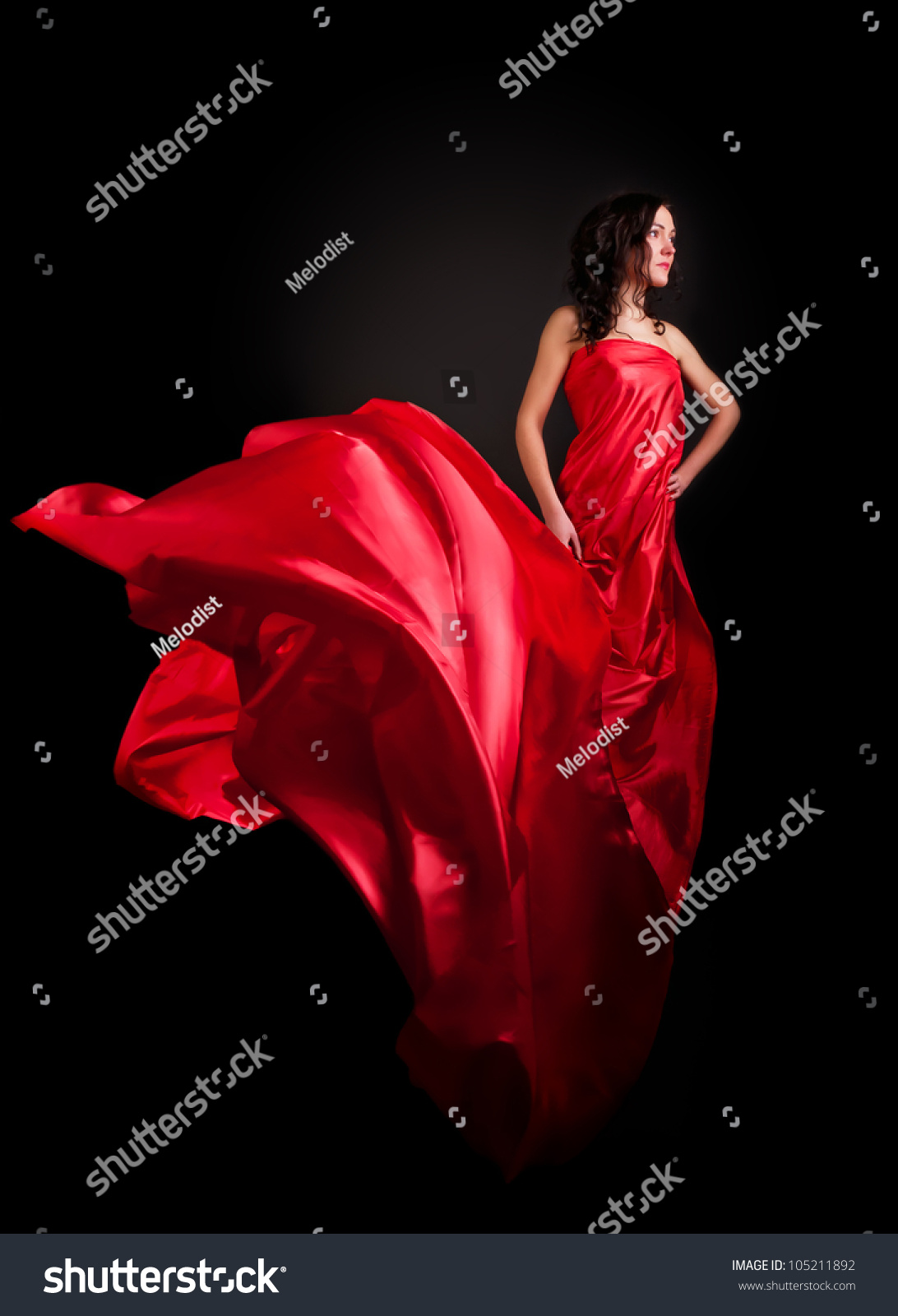 Beautiful Young Woman Red Silk Cloth Stock Photo 105211892 - Shutterstock