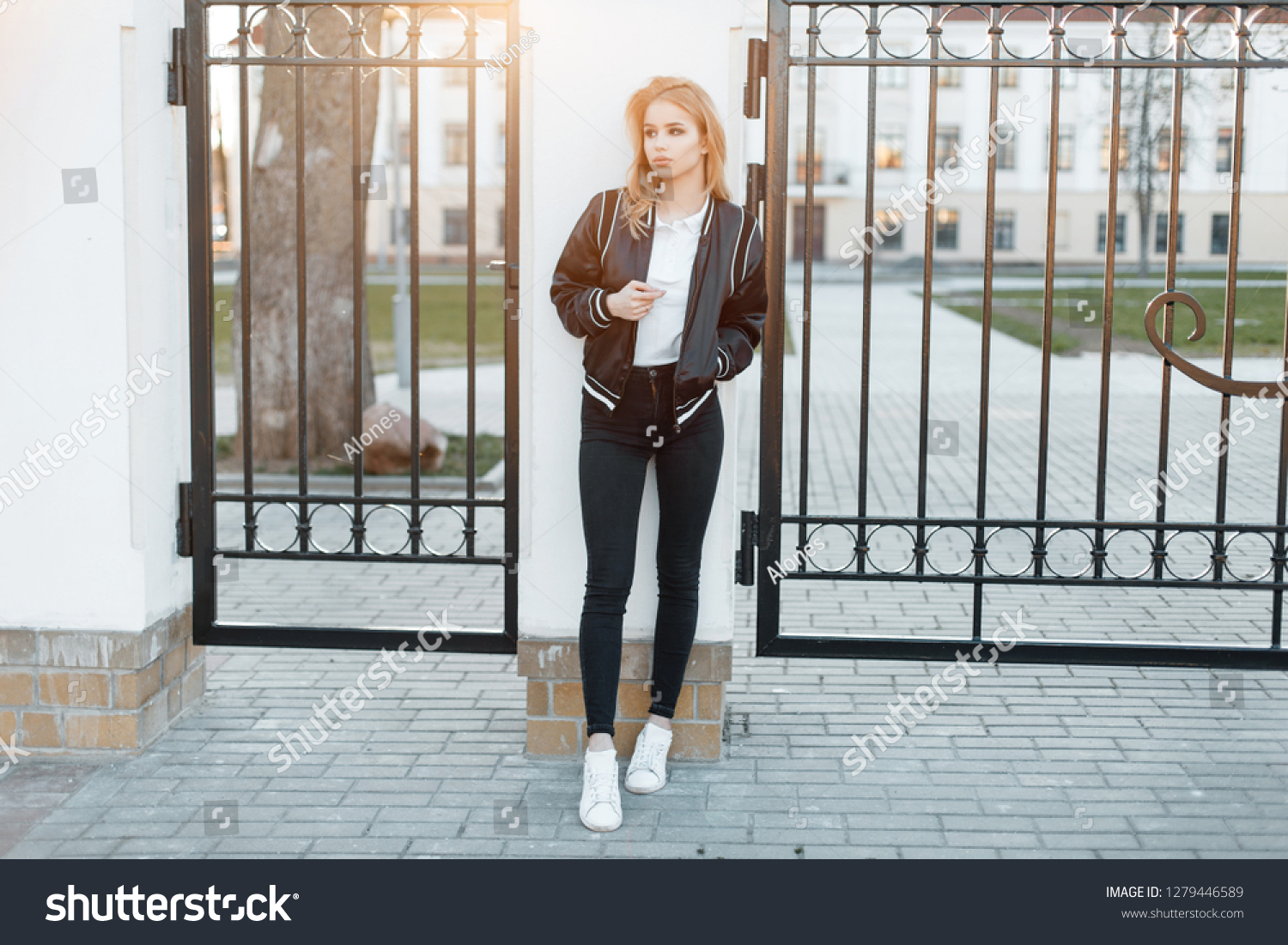 white polo black jeans