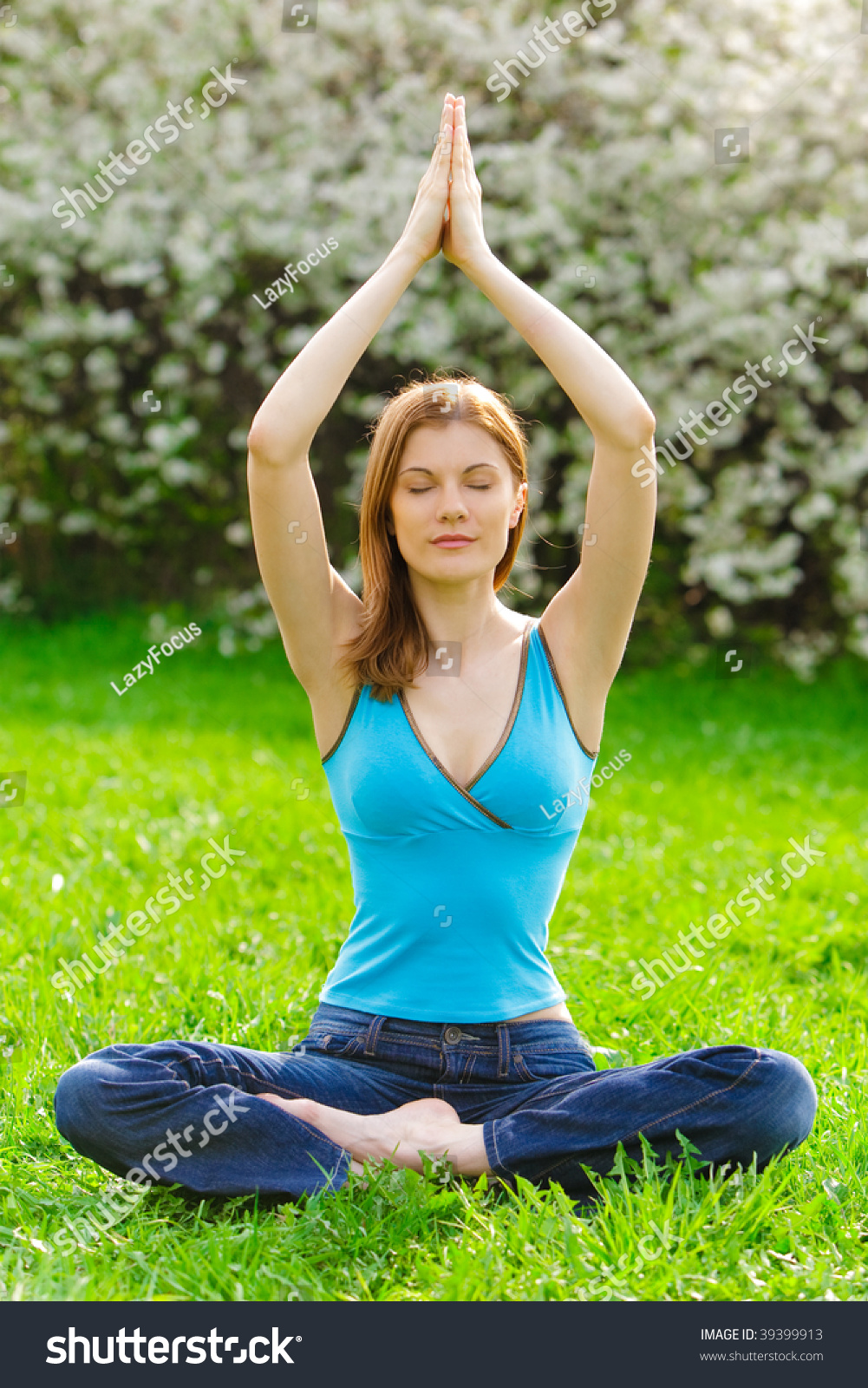 Beautiful Young Woman Meditating Outdoors Stock Photo 39399913 ...