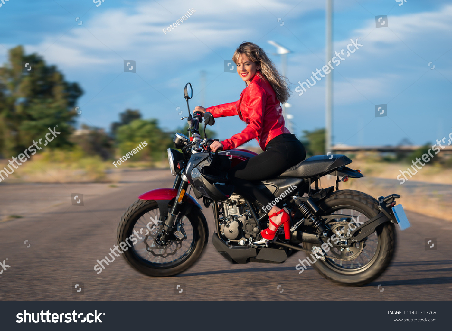 beautiful girl riding motorcycle