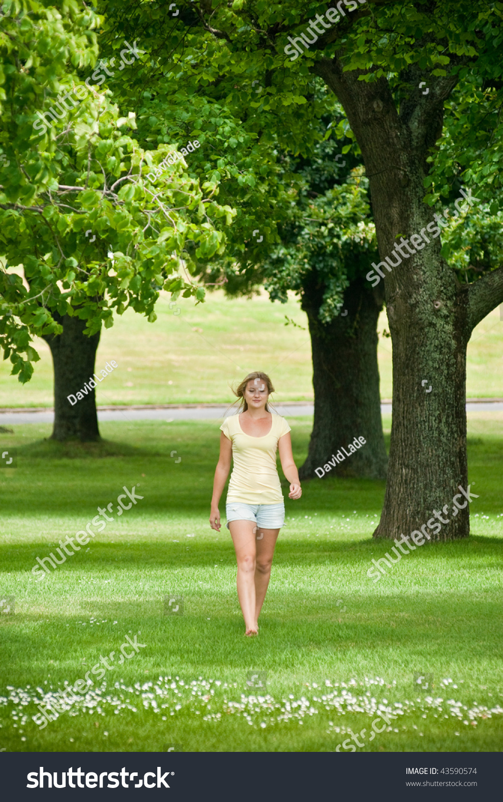 Beautiful Young Woman Walking In Park Stock Photo 43590574 : Shutterstock