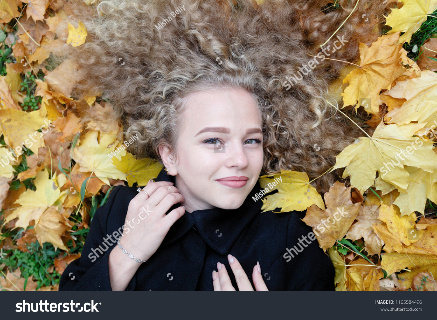 Beautiful Young Woman Curly Hair Green Stock Photo Edit Now