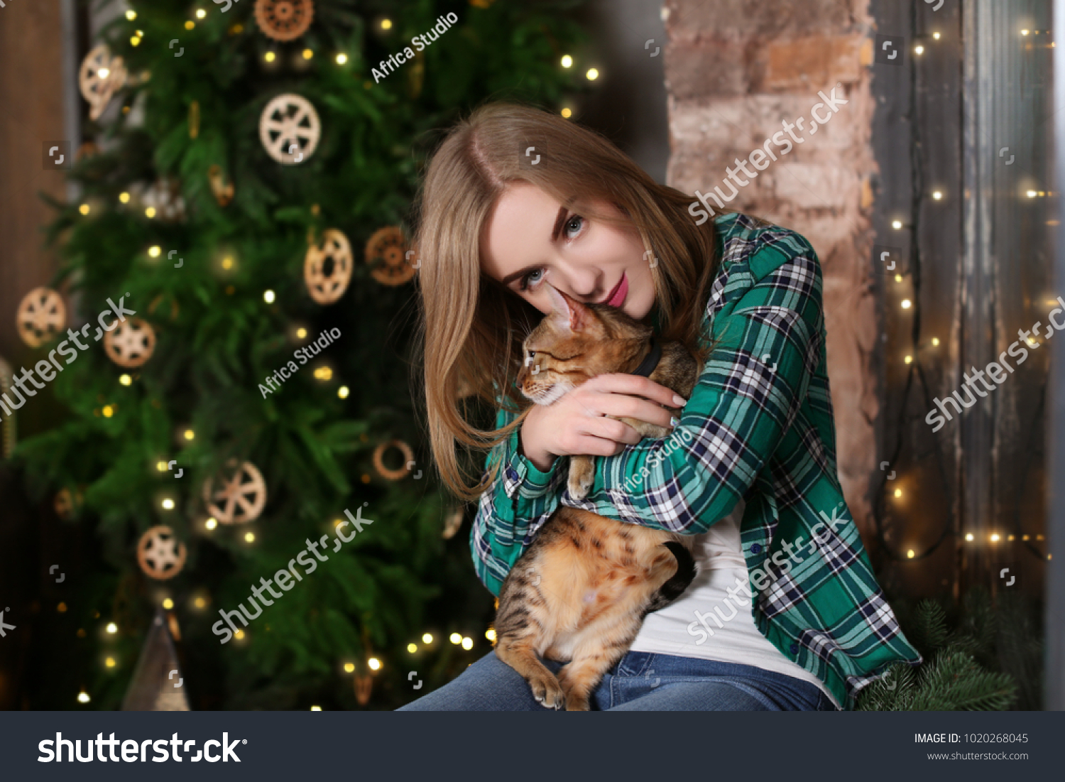 Beautiful Young Woman Cute Cat Near Stock Photo Edit Now