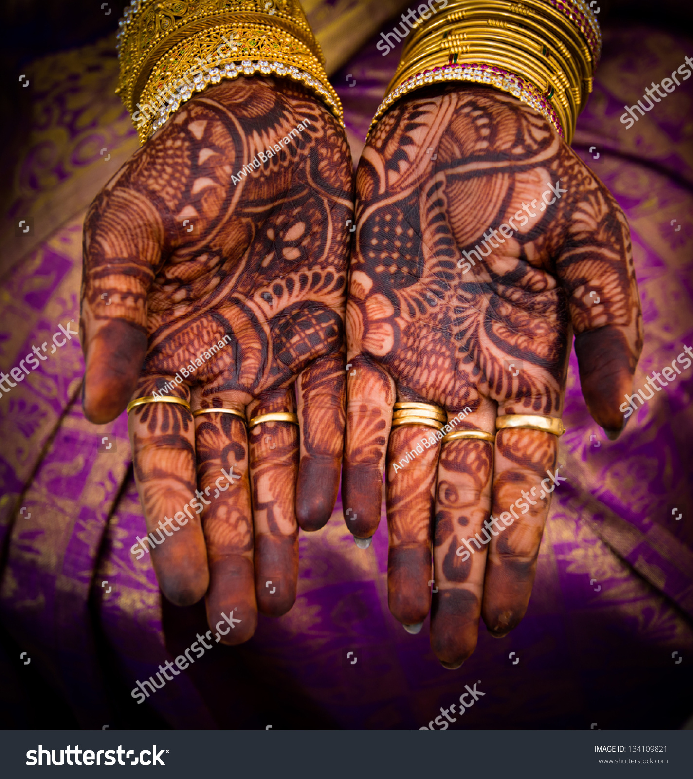 Beautifully Decorated Indian Hands Mehandi Typically Stock Photo ...