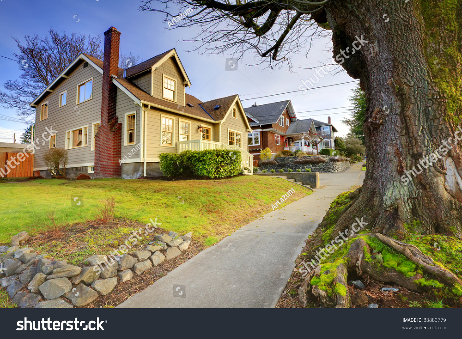 Beautifully Restored Old Craftsman Style Home Stock Photo (Edit Now