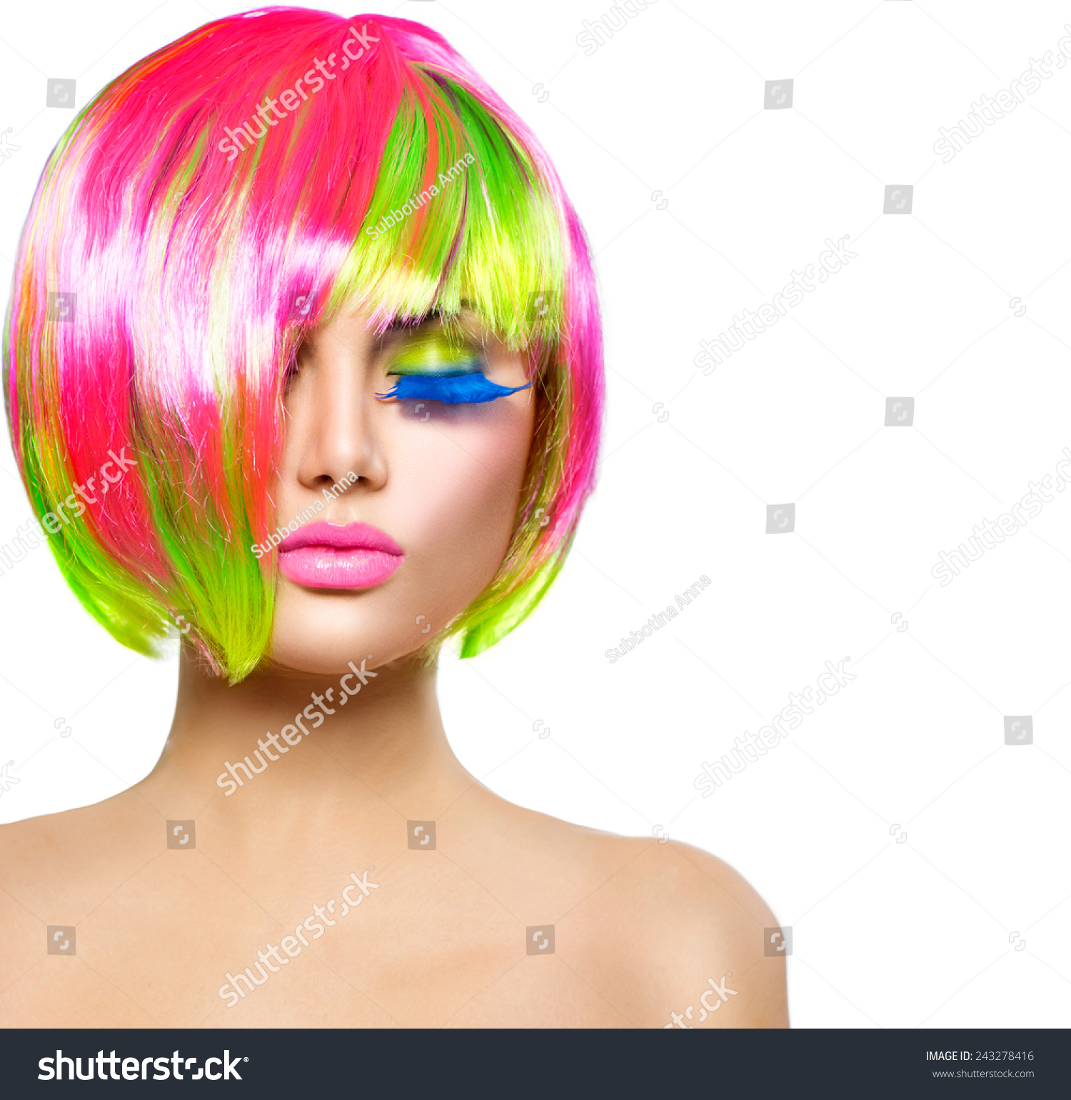 Beauty Fashion Model Girl Colorful Dyed Stock Photo Edit Now