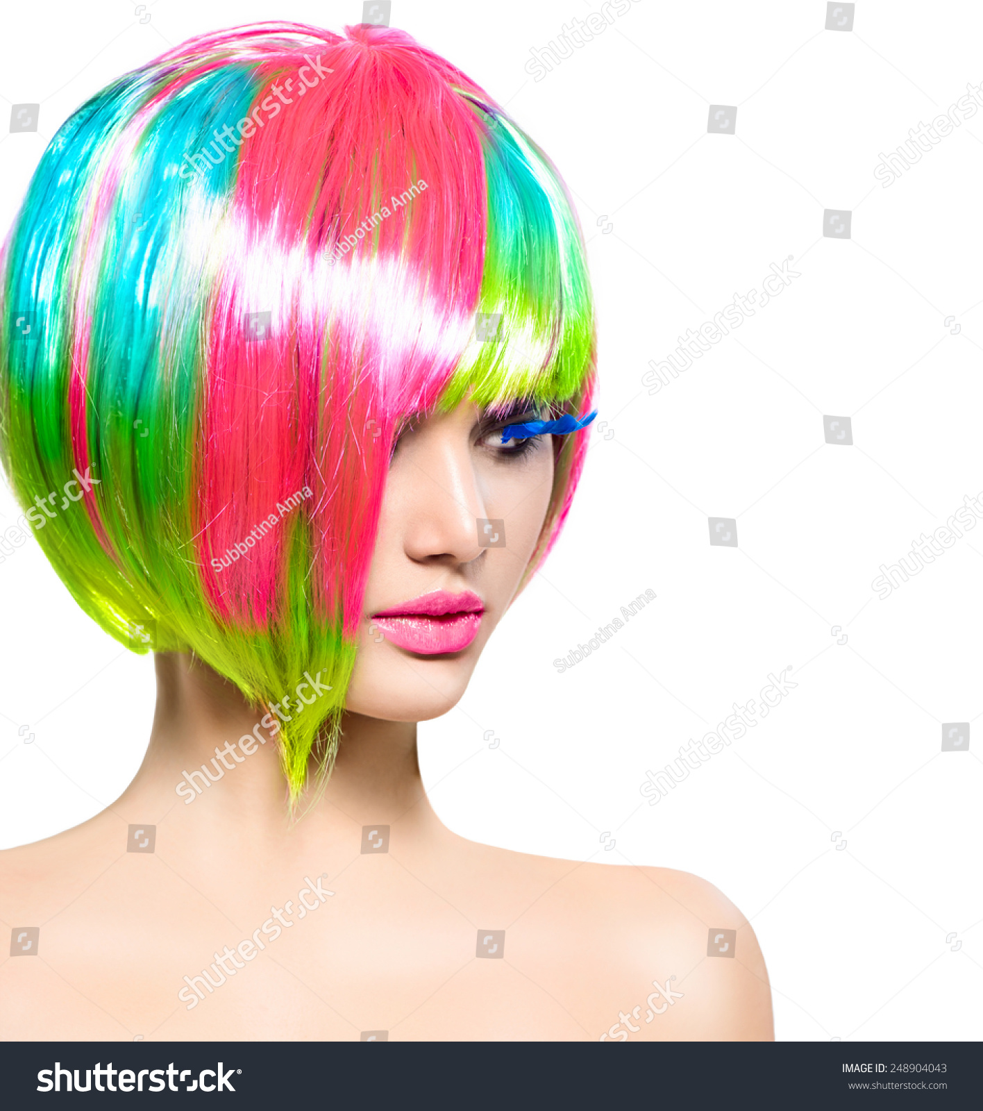 Beauty Fashion Model Girl Colorful Dyed Royalty Free Stock