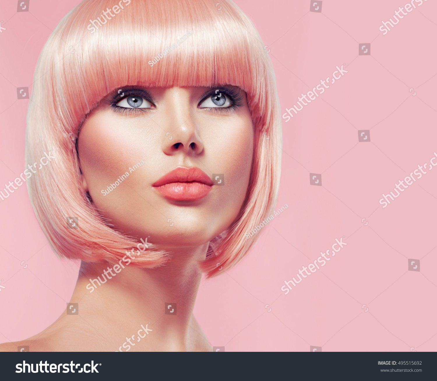 Beauty Fashion Model Portrait Pink Hair Stock Photo Edit Now