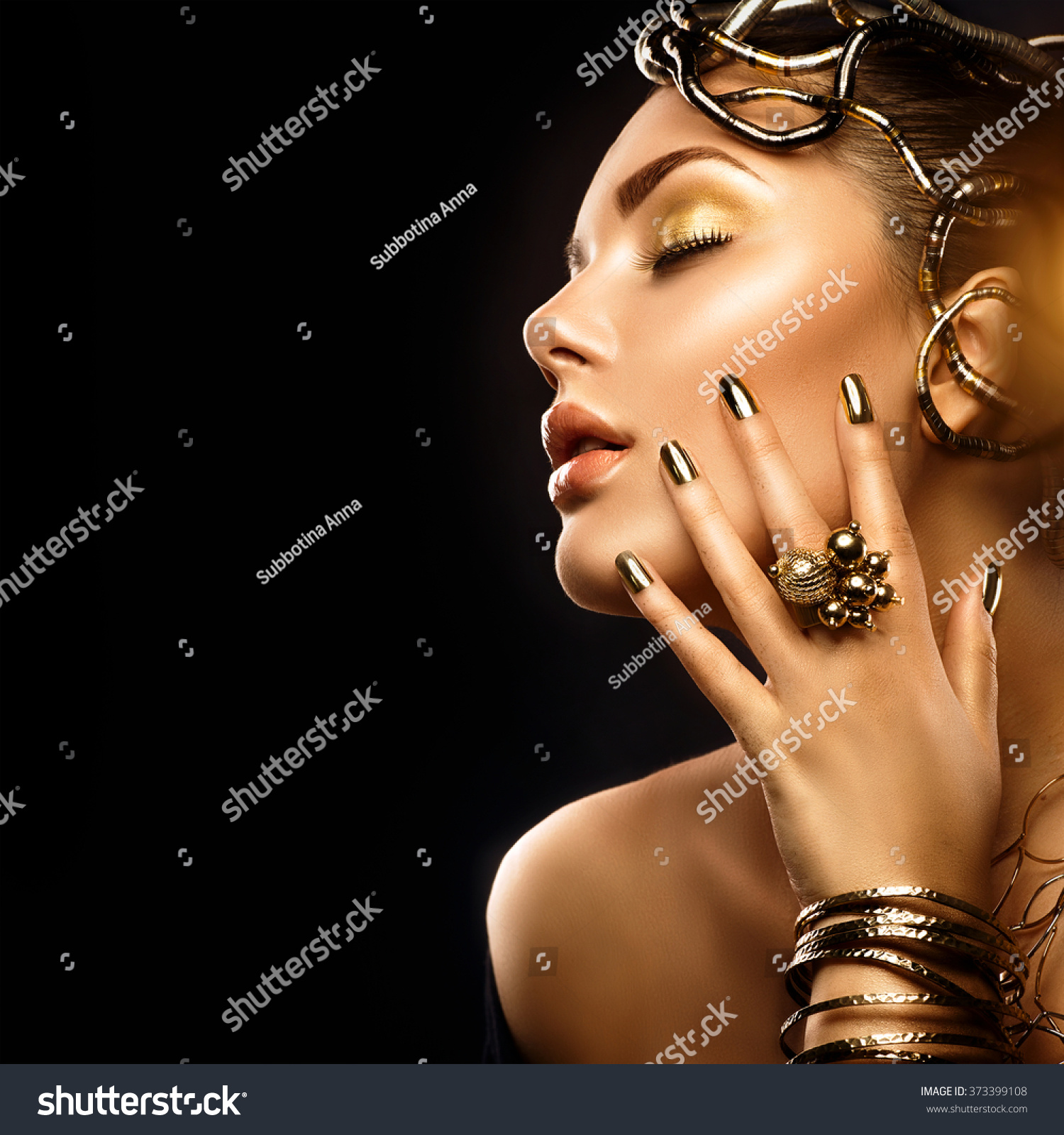 Beauty Fashion Woman Golden Makeup Accessories Stock Photo Edit Now