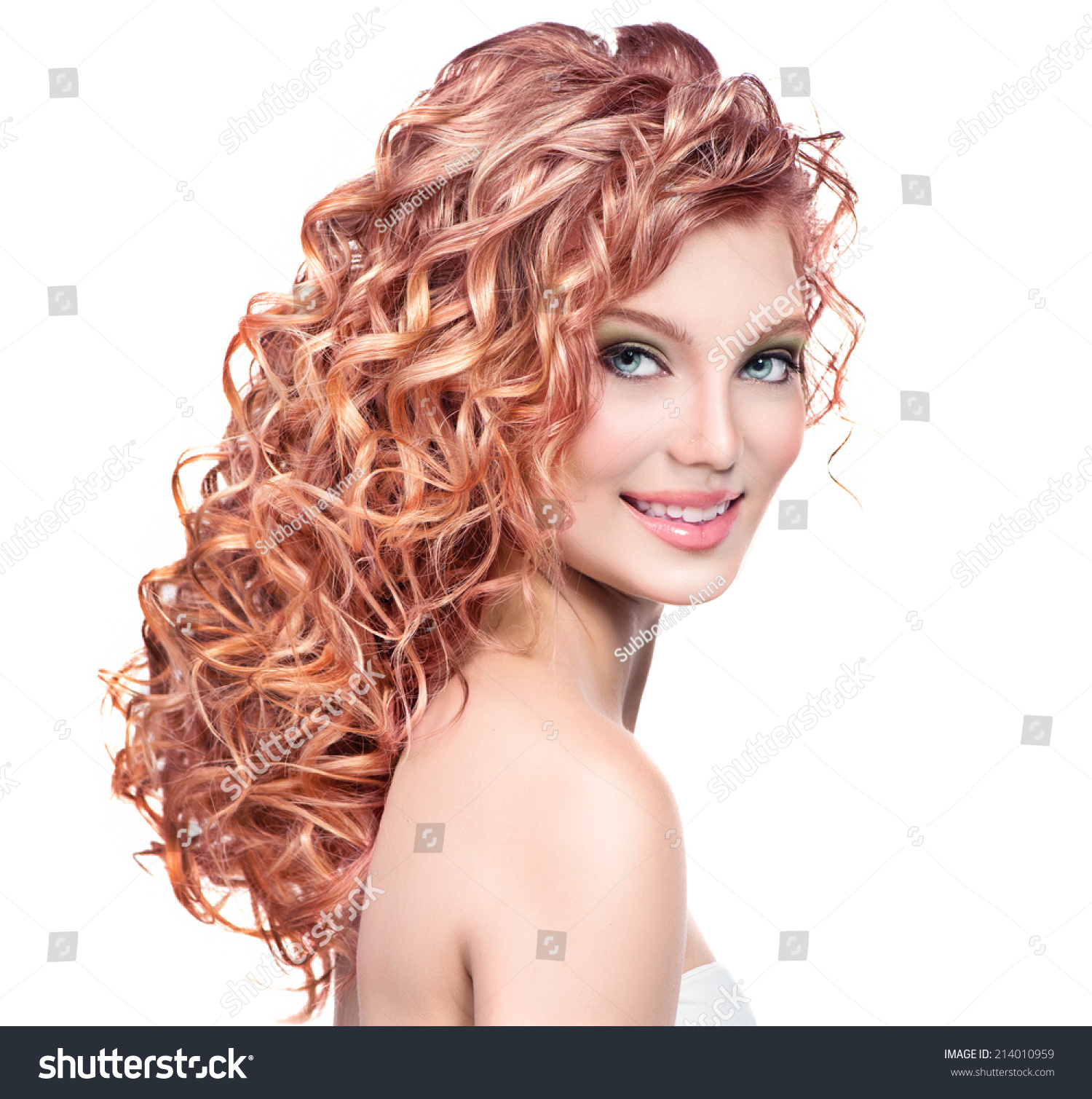 Beauty Girl Red Curly Hair Healthy Stock Photo Edit Now 214010959