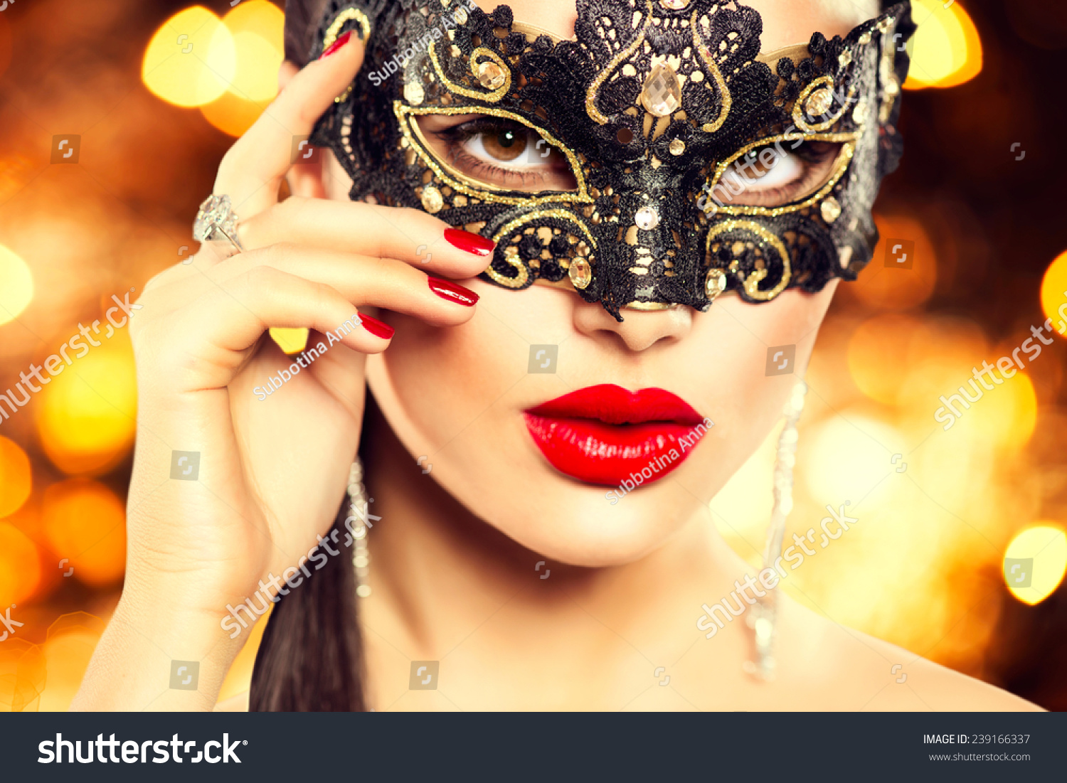 Sexy Woman Wearing Venetian Masquerade Stock Footage Video 