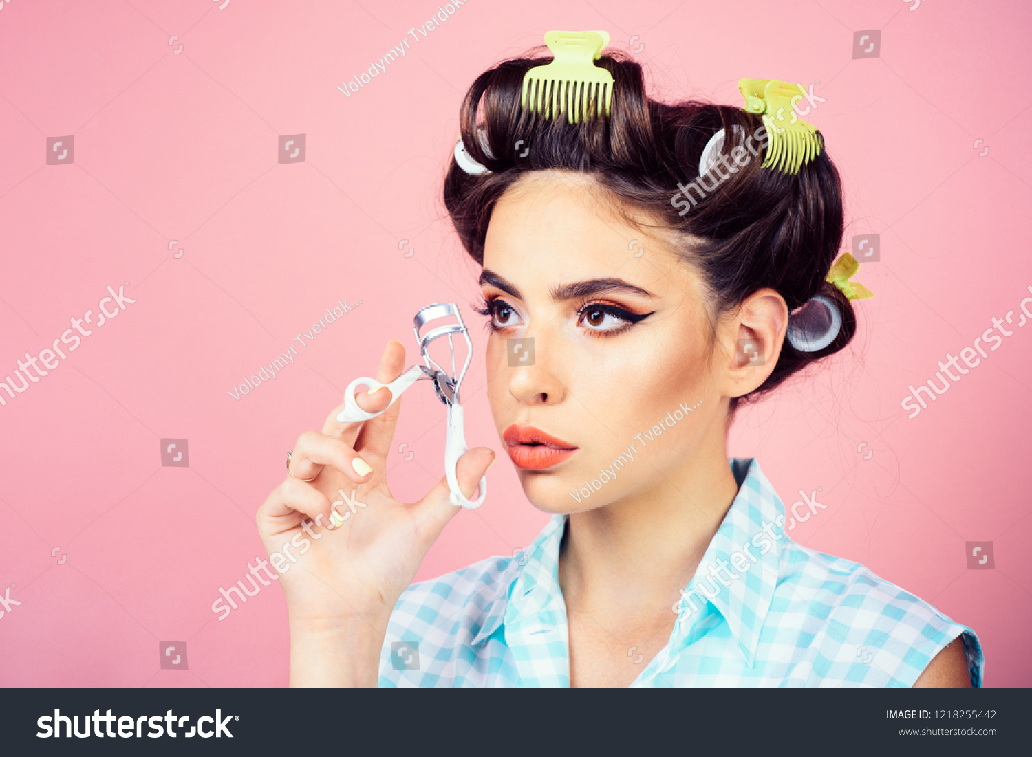 Beauty Salon Hairdresser Pin Girl Vintage Stock Photo Edit Now