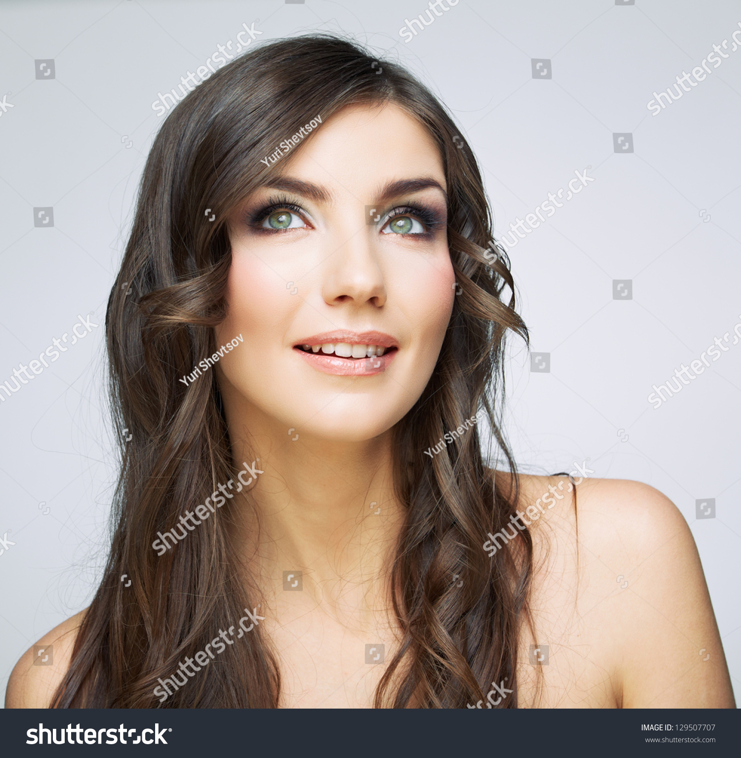 Beauty Smiling Woman Face Close Up Portrait. Female Young Model. Studio ...