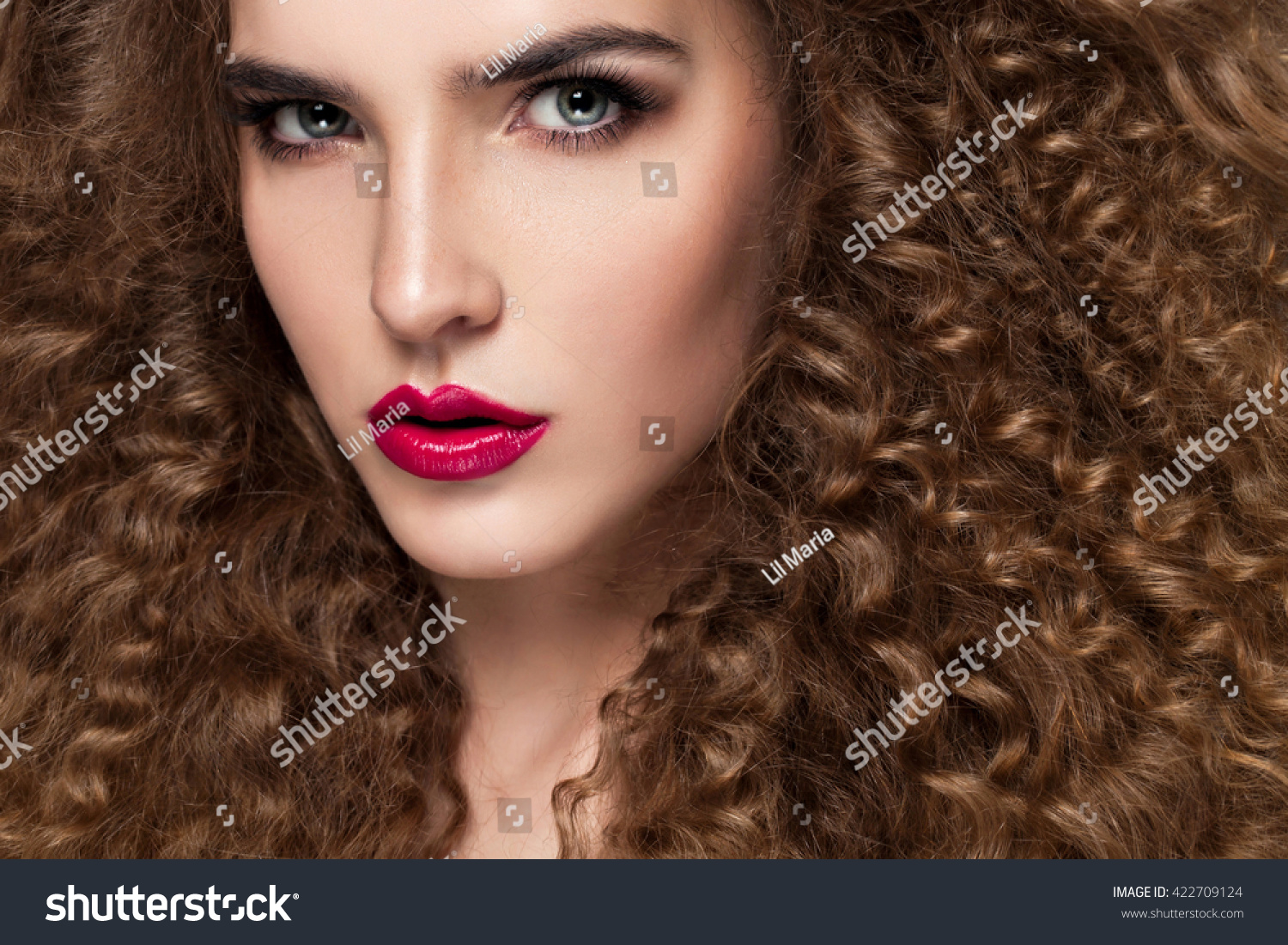 Beauty Young Woman Curly Big Long Stock Photo Edit Now 422709124