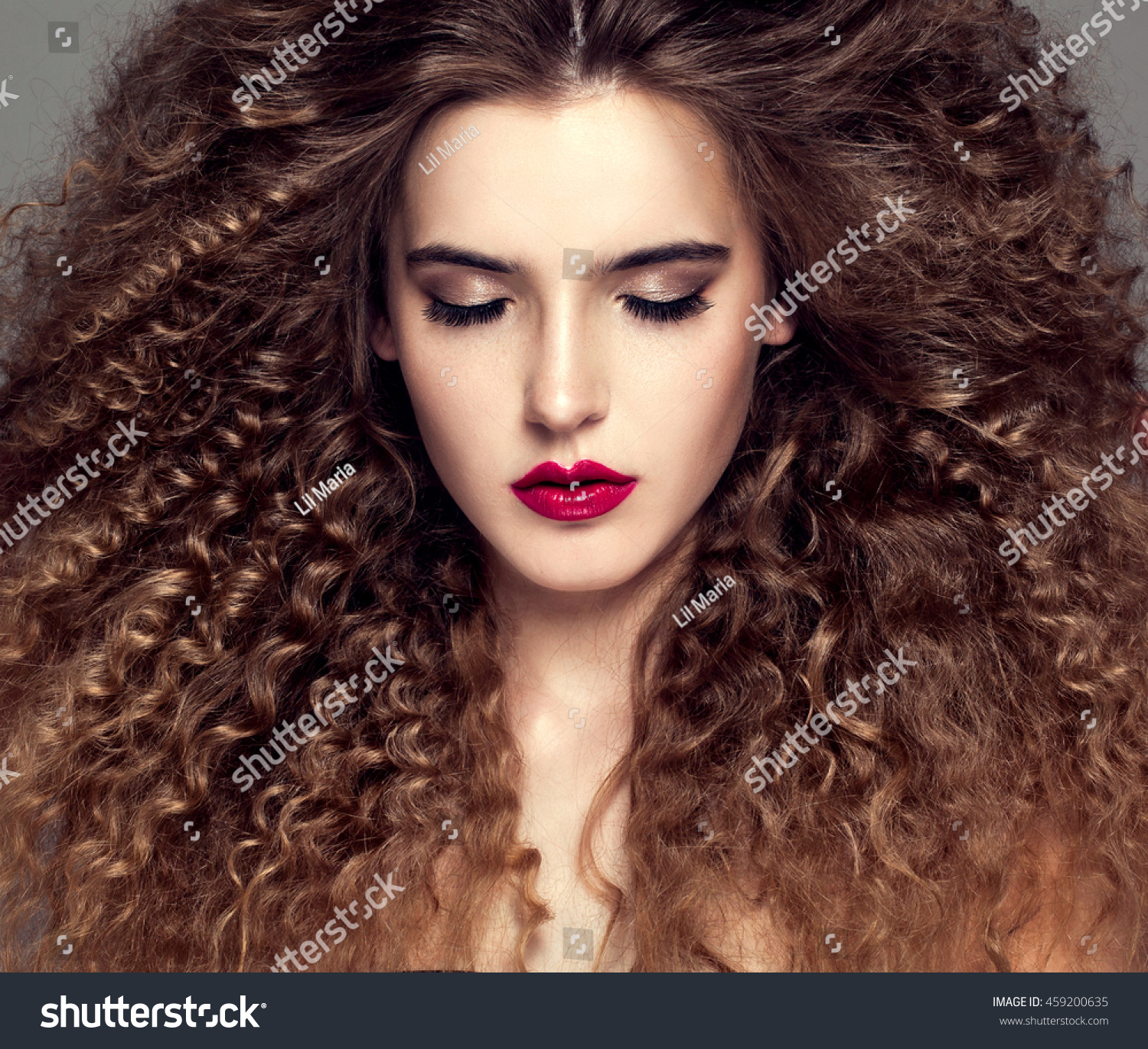 Beauty Young Woman Curly Small Long Stock Photo Edit Now 459200635