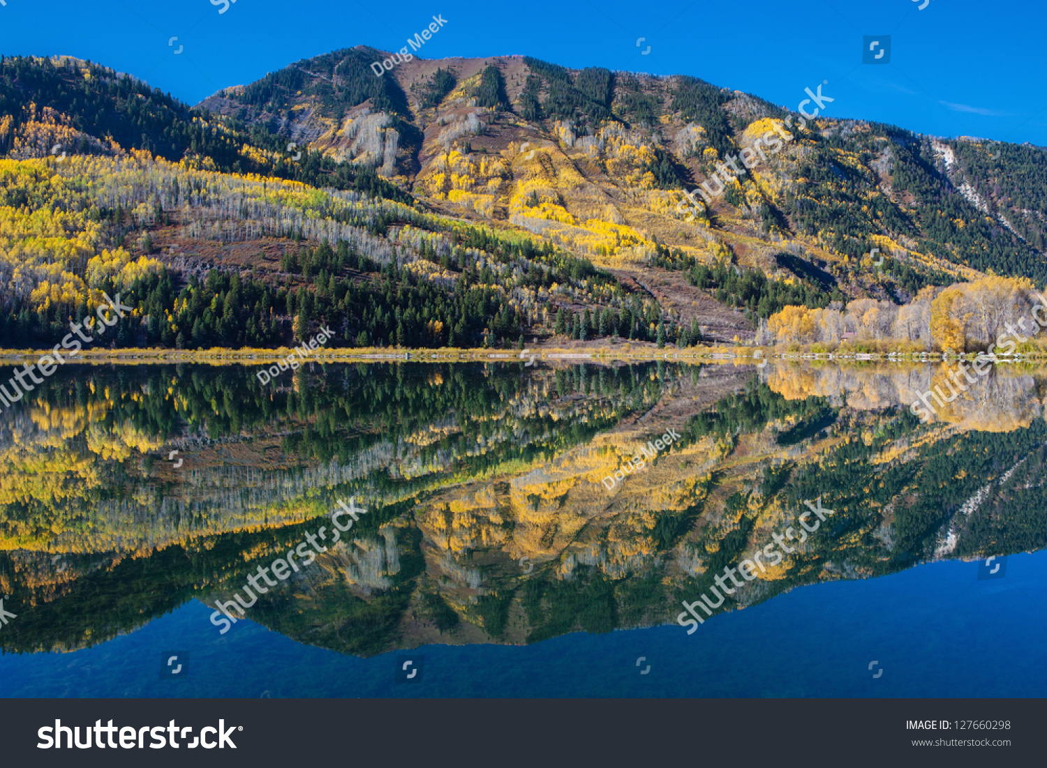 Beaver Lake And Reflection, Marble, Colorado Stock Photo 127660298 ...