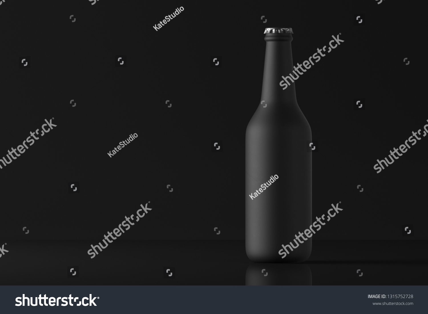 Download Beer Bottle Matte Black On Dark Stock Illustration 1315752728