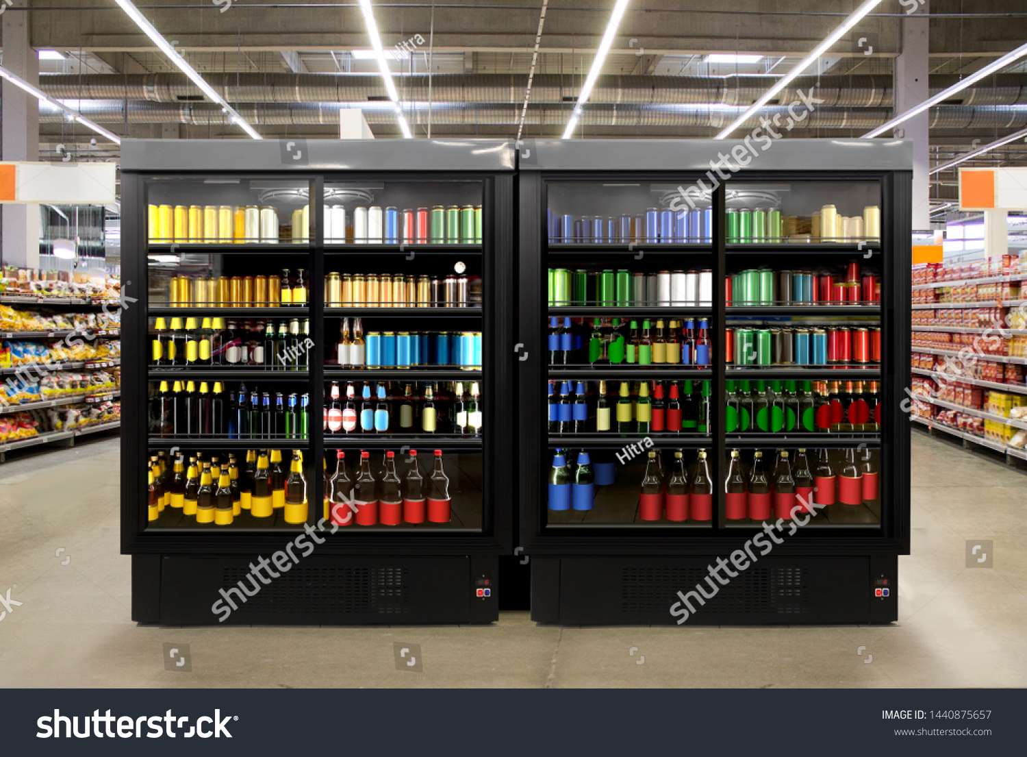 Download Beer Fridge Glass Door Fridge Horizontal Stock Photo Edit Now 1440875657