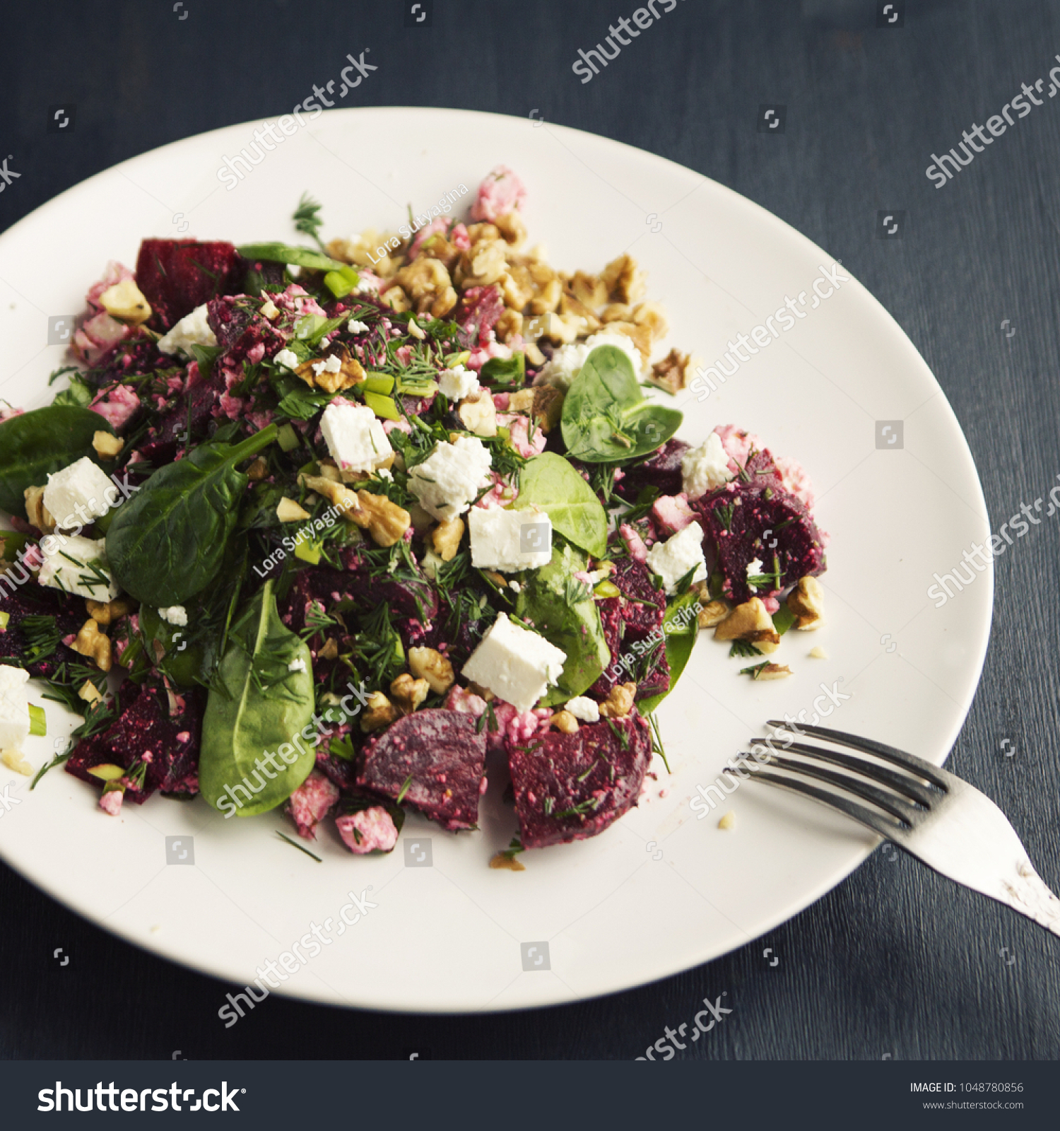 Beetroot Salad Cottage Cheese Baby Spinach Stock Image Download Now