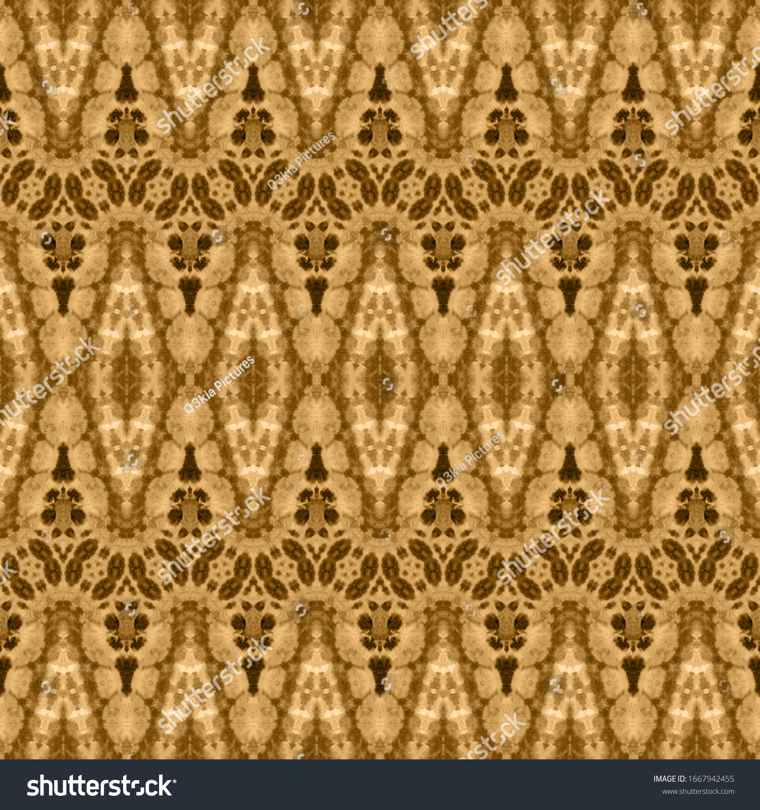 Beige Dyed Textile Yellow Ethnic Brush Stock Illustration