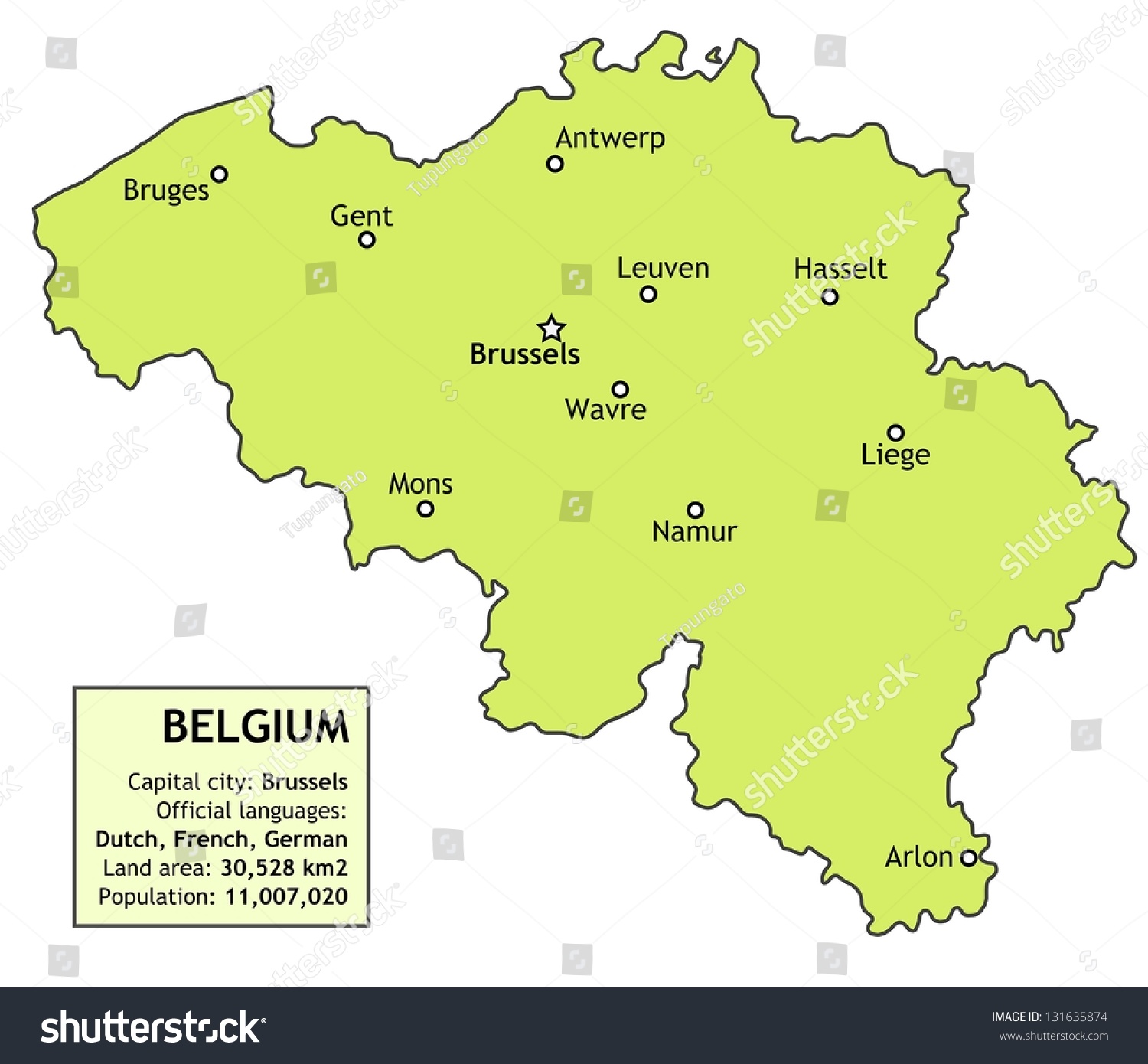 Belgium Map Major Cities Brussels Antwerp Stock Illustration 131635874 ...