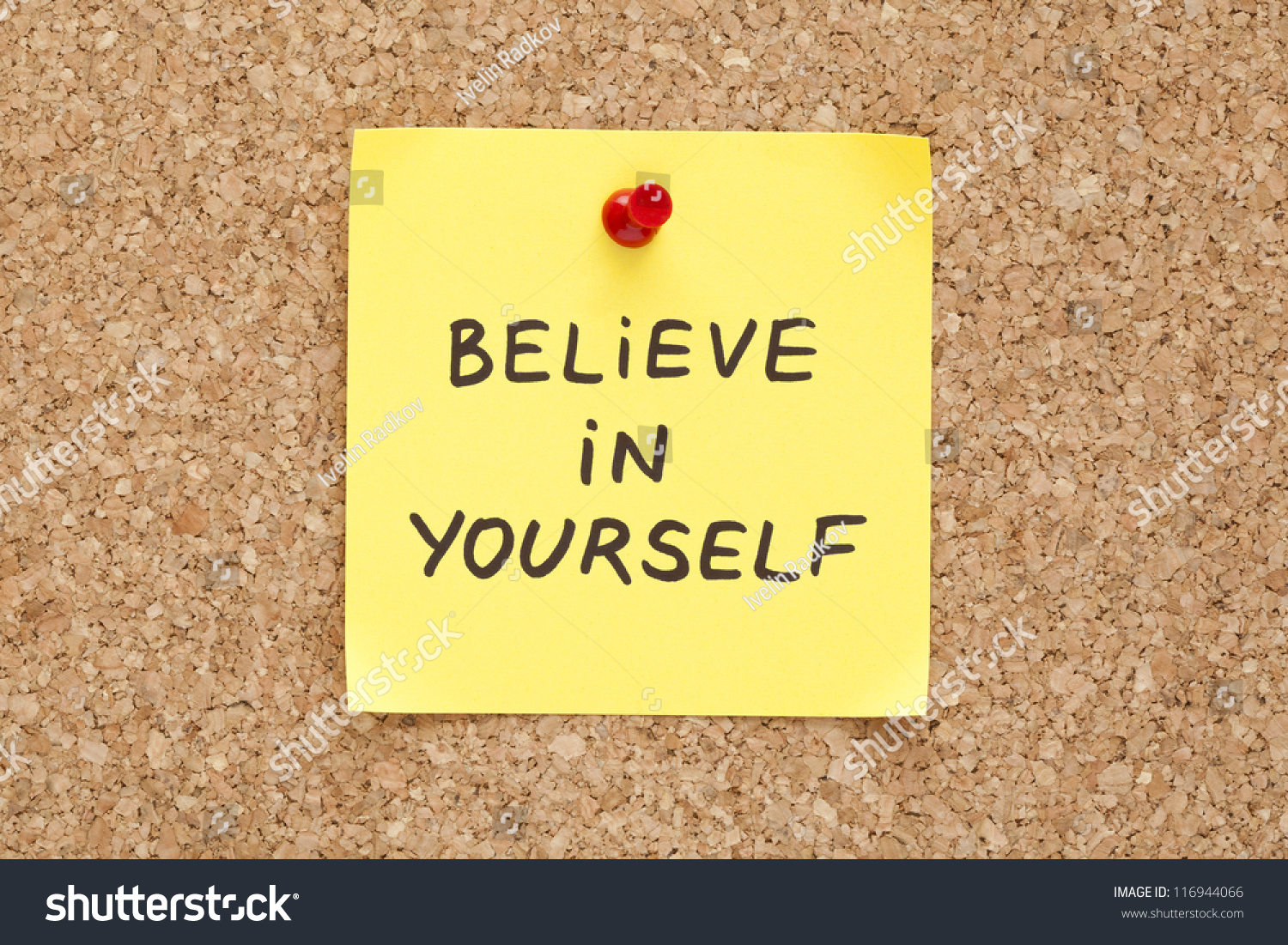 Believe Yourself Written On Yellow Sticky Stock Photo 116944066 ...