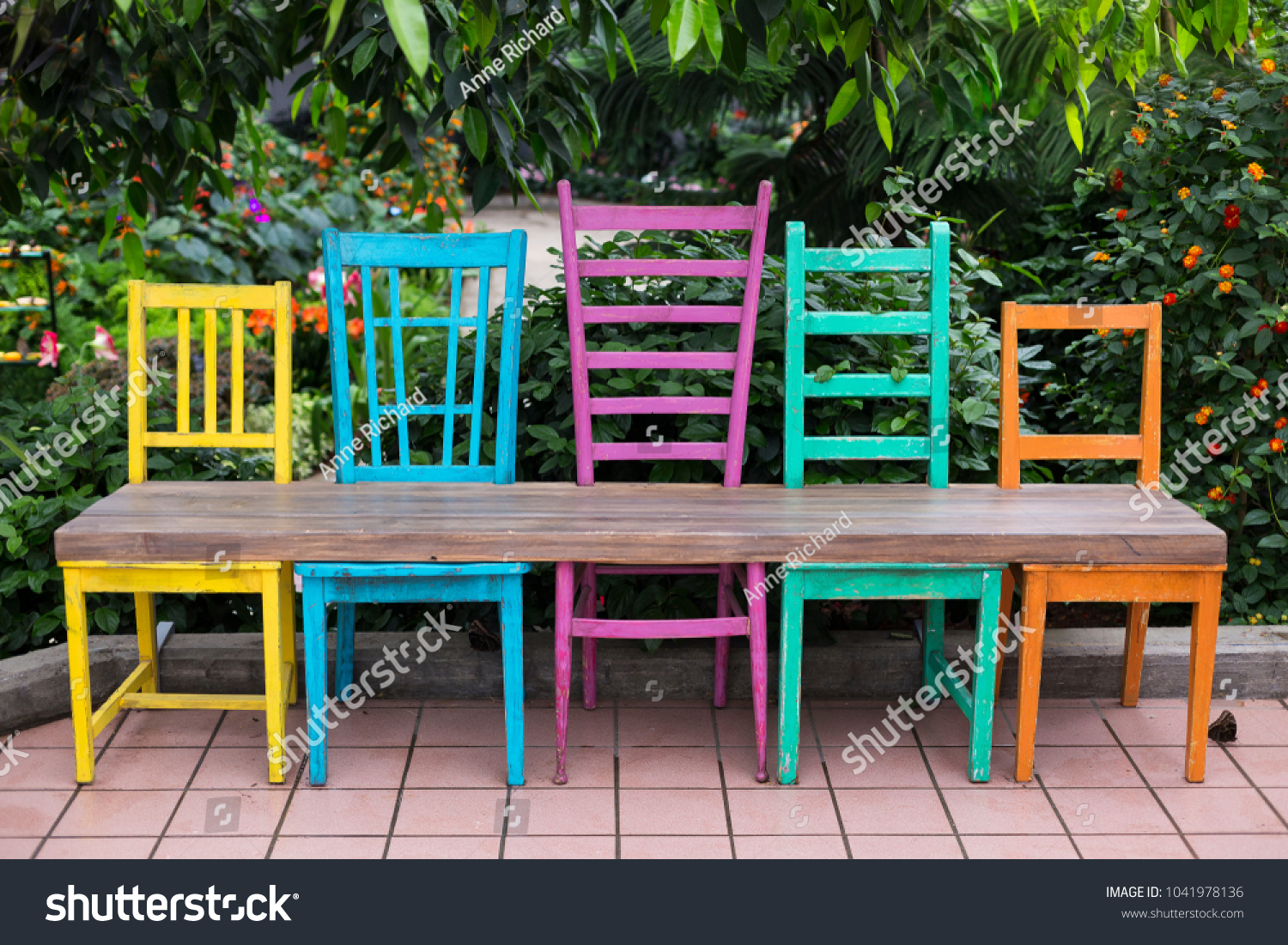 Bench Made Five Wood Chairs Different Stock Image Download Now
