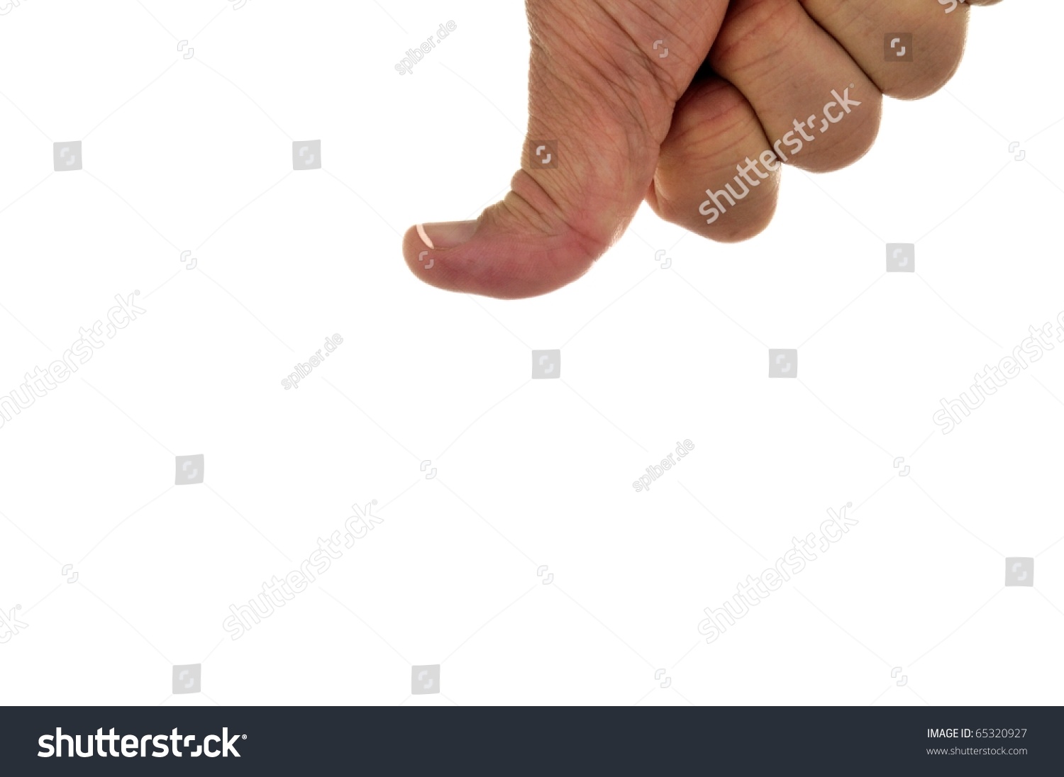 Bent Thumb Pressing Down - Isolated Over White Stock Photo 65320927 ...