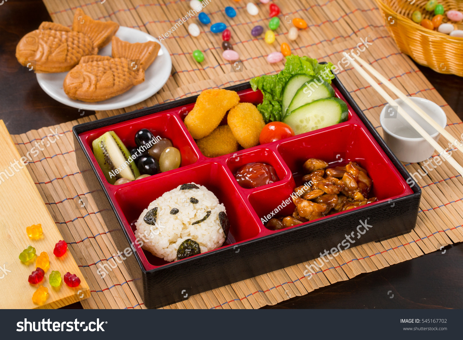 Bento Kids On Bamboo Mat Korean Stock Photo Edit Now 545167702