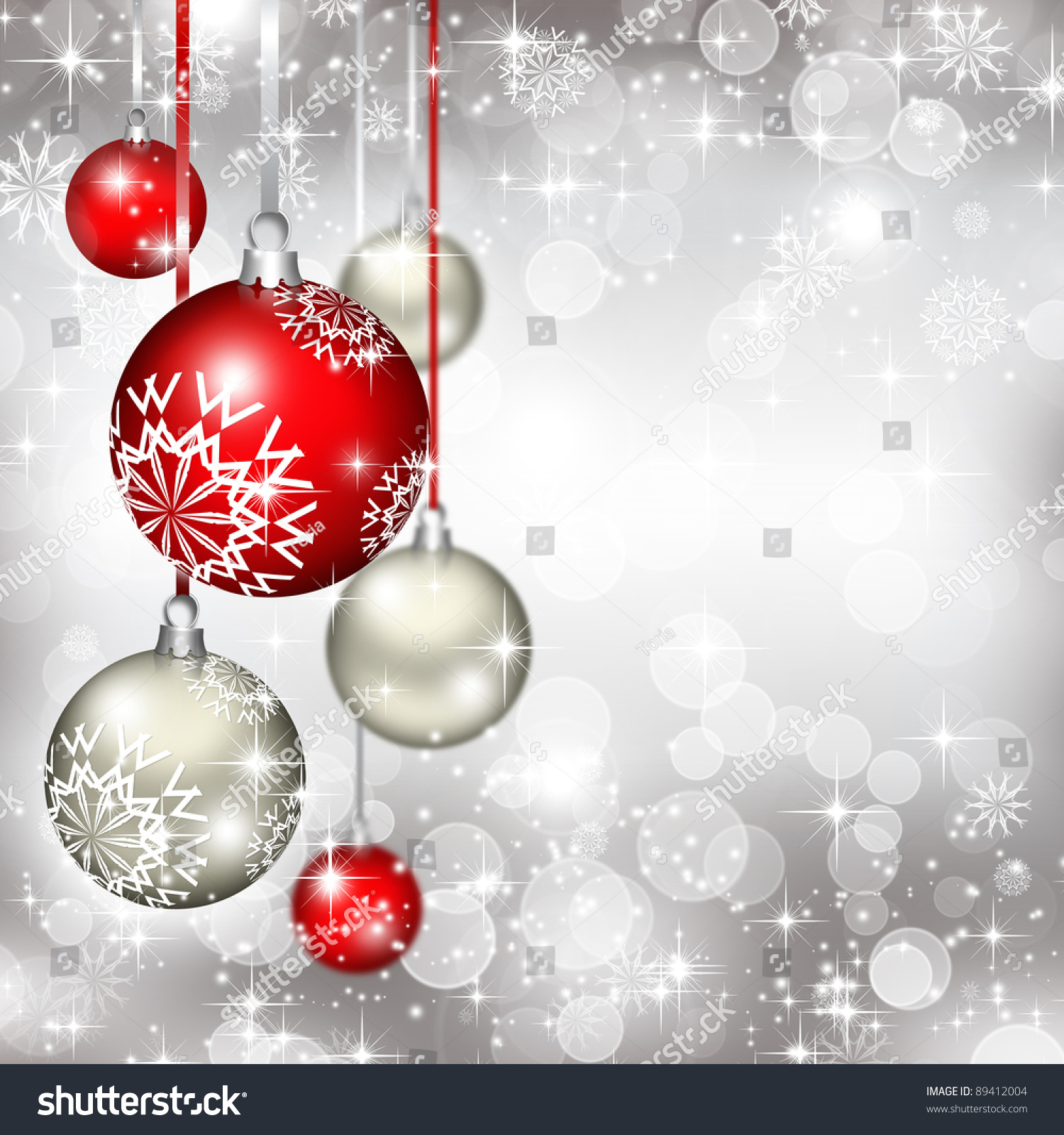Best Elegant Christmas Background With Red Baubles Stock 