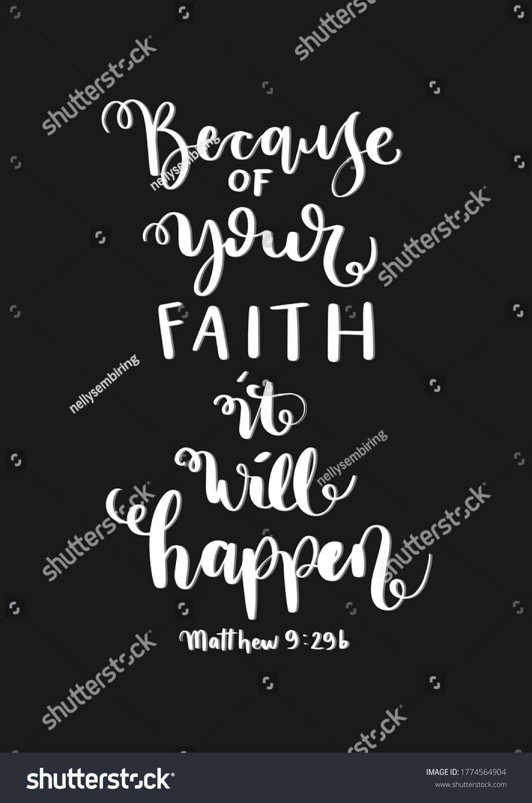 Bible Hand Lettered Quotebecause Your Faith Stock Illustration 1774564904