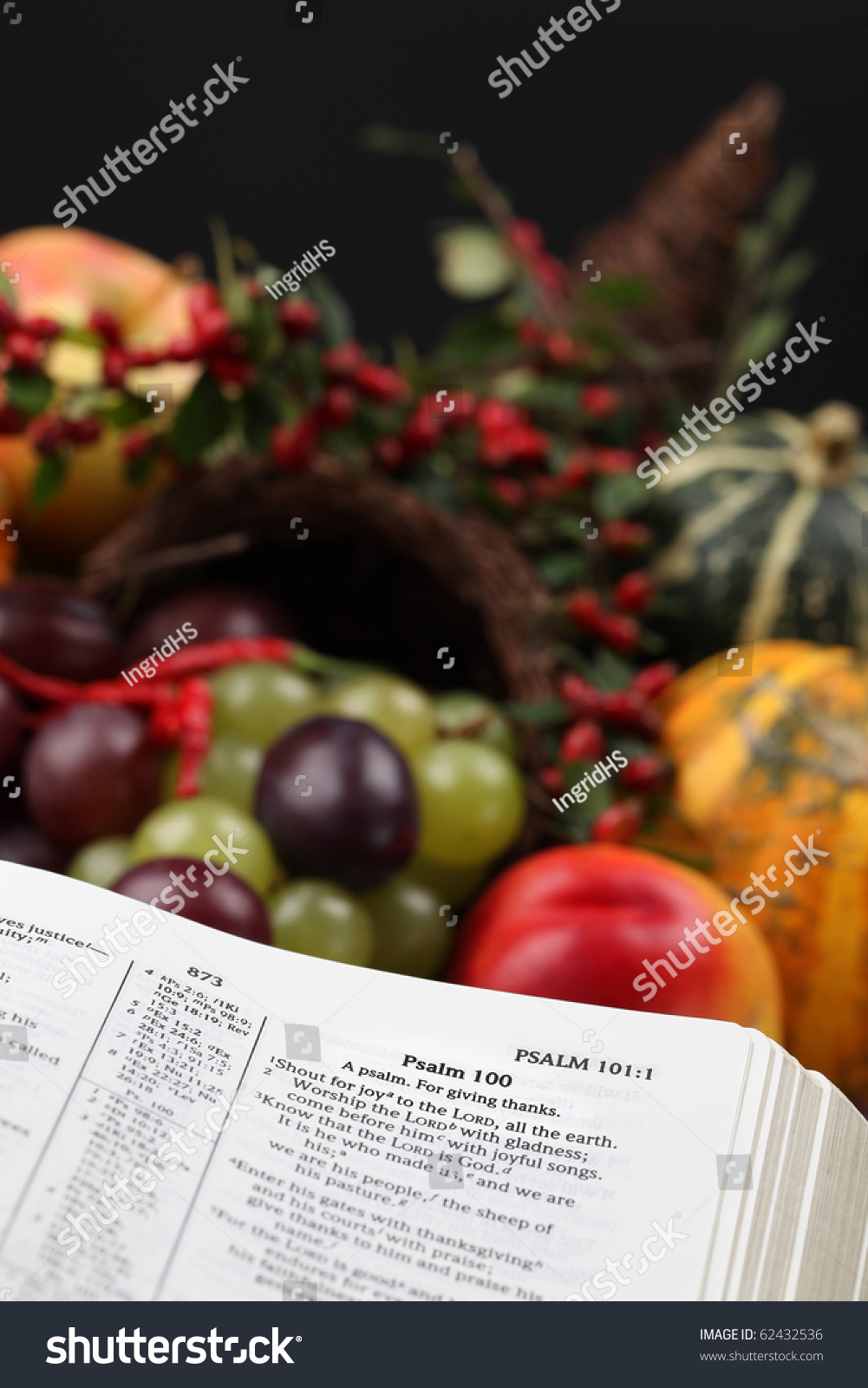 Bible Open Psalm 100 Thanksgiving Text Stock Photo 62432536 - Shutterstock