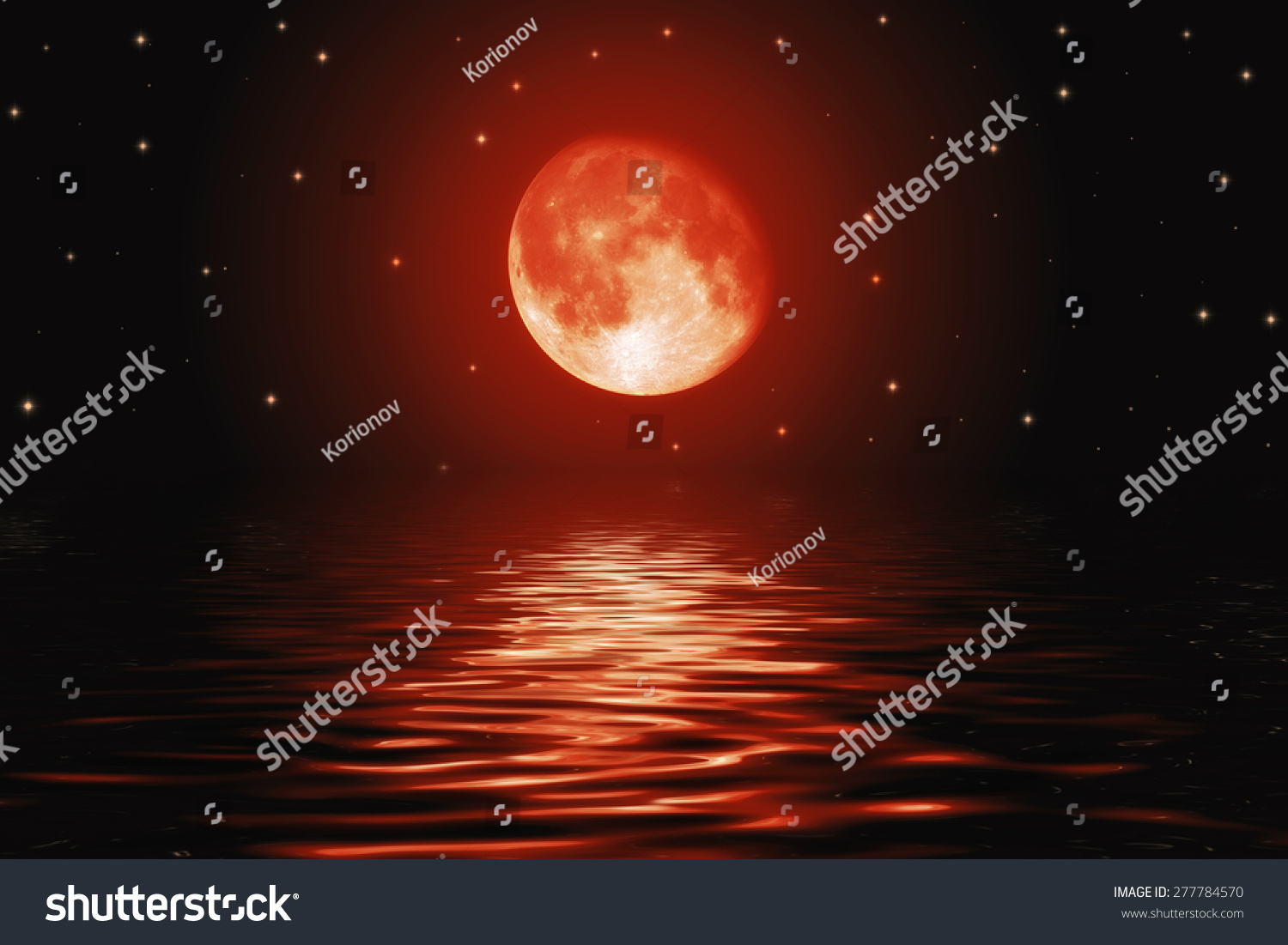 Big Bloody Red Moon Stars Reflected Stock Photo 277784570 | Shutterstock