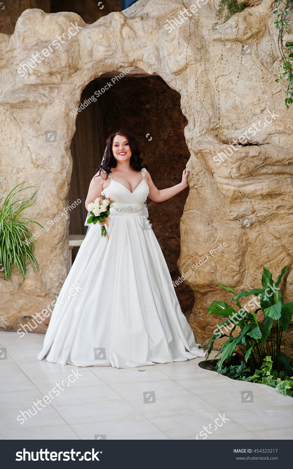 Big Breasts Brunette Bride Wedding Bouquet Stock Photo Edit Now