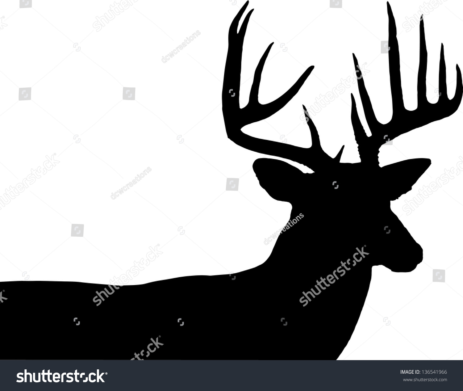 Big Buck Black Silhouette Over White Stock Illustration 136541966