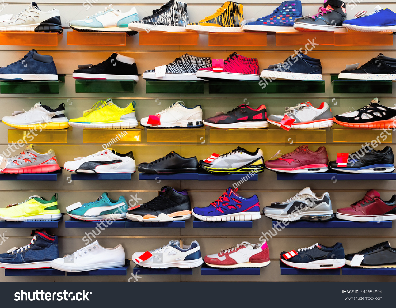 Big Collection Of Different Sport Shoes. Stock Photo 344654804 ...