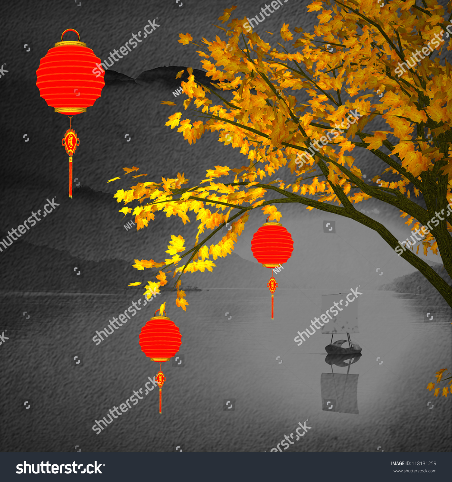 new year peace lantern festival big colorful lanterns will bring stock illustration new year peace lantern festival big colorful lanterns will bring stock illustration