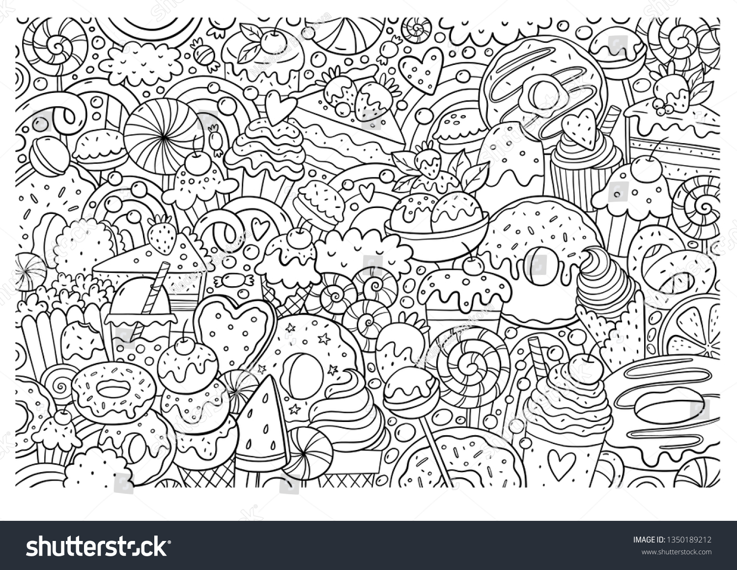 Big Coloring Poster Sweet Candy Shop Stock Illustration 1350189212