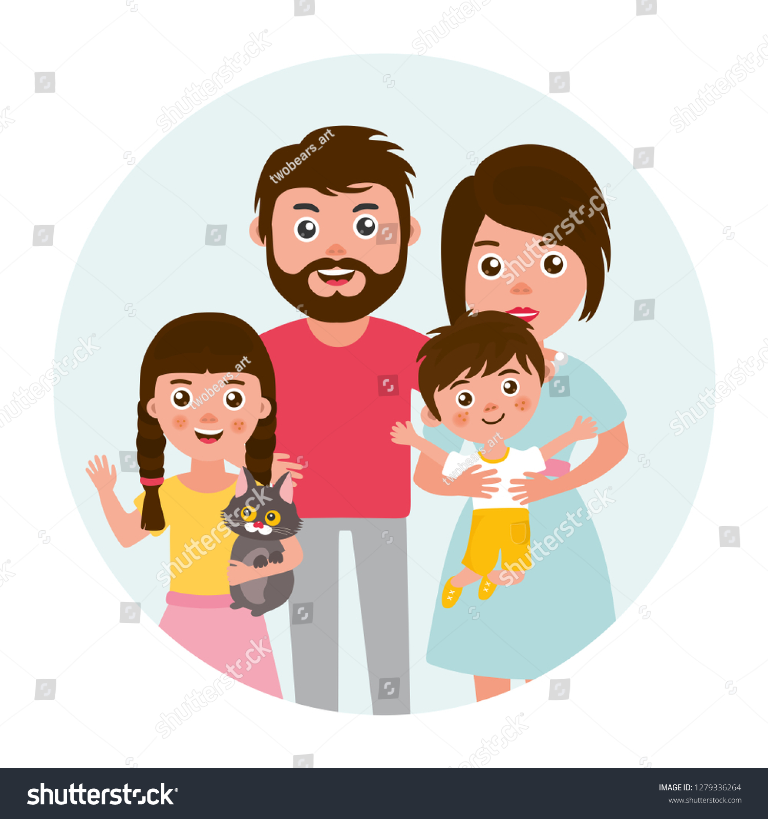 Big Happy Family Portrait Set Characters Stock Illustration 1279336264