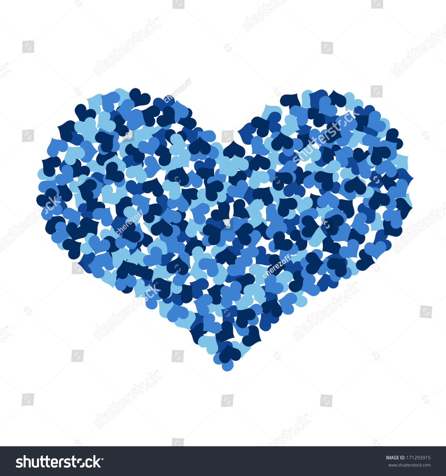 Big Heart Made Up Of Little Hearts. Isolated On White Background Stock ...